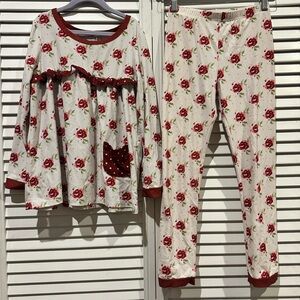 SweetHoney Red and White Floral Kids Pajama Set